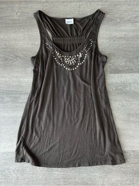 Y2K Suzy Brown Sleeveless Sequin-Embellished Tank Top